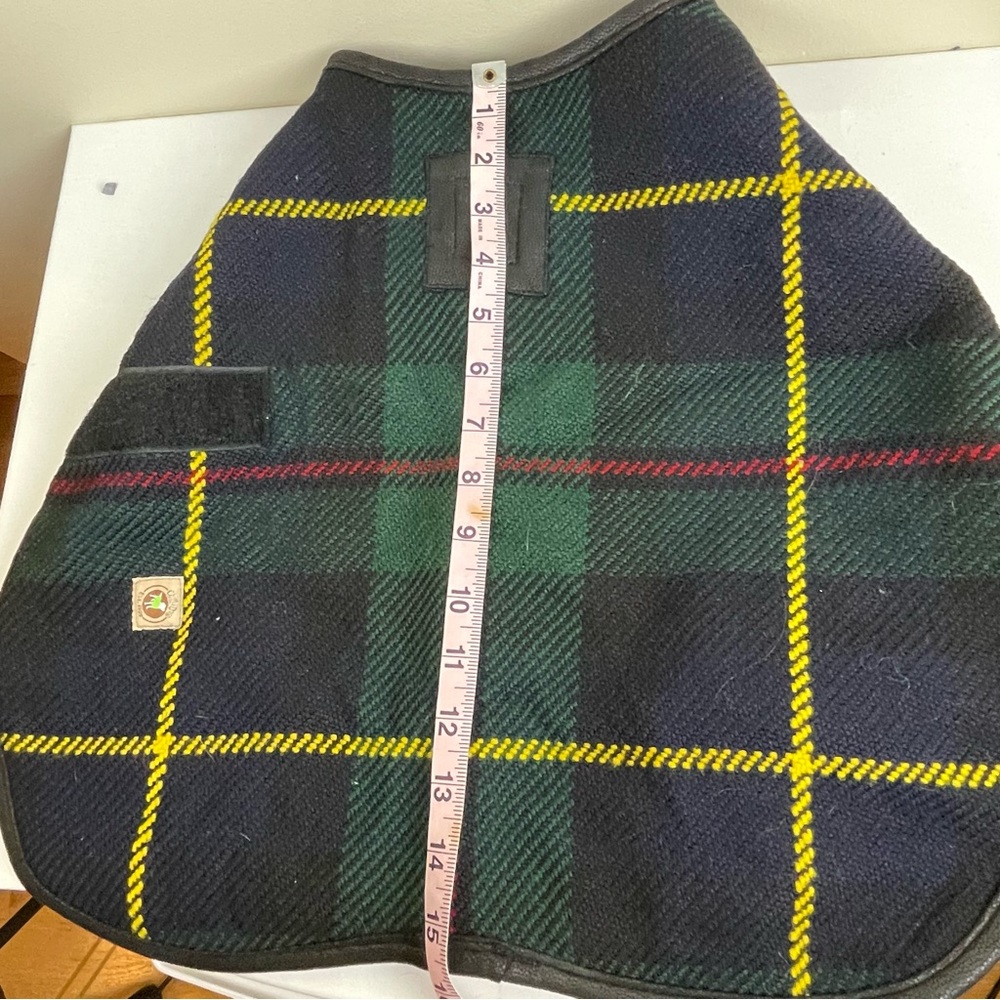 Chili Dog Navy Tartan Plaid Wool Blanket Dog Coat 15” x 9.5” - Picture 9 of 10